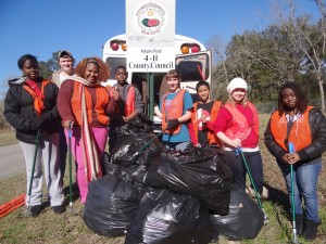 Jefferson County 4-H County Council members poses after cleaning a two mile stretch of their 4-H Adopt-A-Road Project.