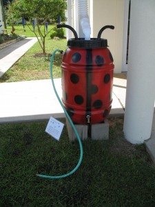 The first rain barrel I made was painted to look like a ladybug