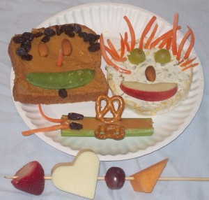 Variety of healthy snacks made into artwork