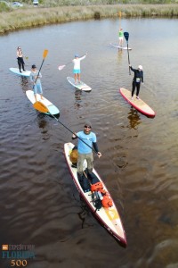 The author (back right) participates in the launch of Expedition Florida 500 at Big Lagoon State Park on January 1. Photo Credit: Jackson Berger