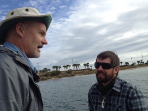 Captain Robert Turpin, Escambia County Marine Resources, discusses seagrass preservation in Little Sabine Bay with Justin Riney.