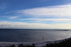 From the Pensacola Lighthouse you get a great view of the open Gulf and the eastern end of Perdido Key. Here the pass separates Perdido Key (on the left) and Santa Rosa Island.