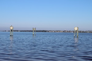 between these pilings at Park West is one of the county snorkel reefs. Visibility is tough but the fish are there.
