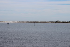 These day markers are marking two nearshore snorkel reefs on the Sound side of Navarre Beach. They can be accessed from the Navarre Marine Park. 