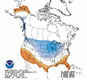 NOAA Temp Outlook Feb 14