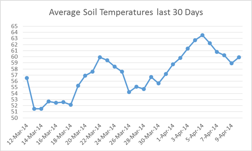 average soil temperatures measured at the Marianna FAWN station.