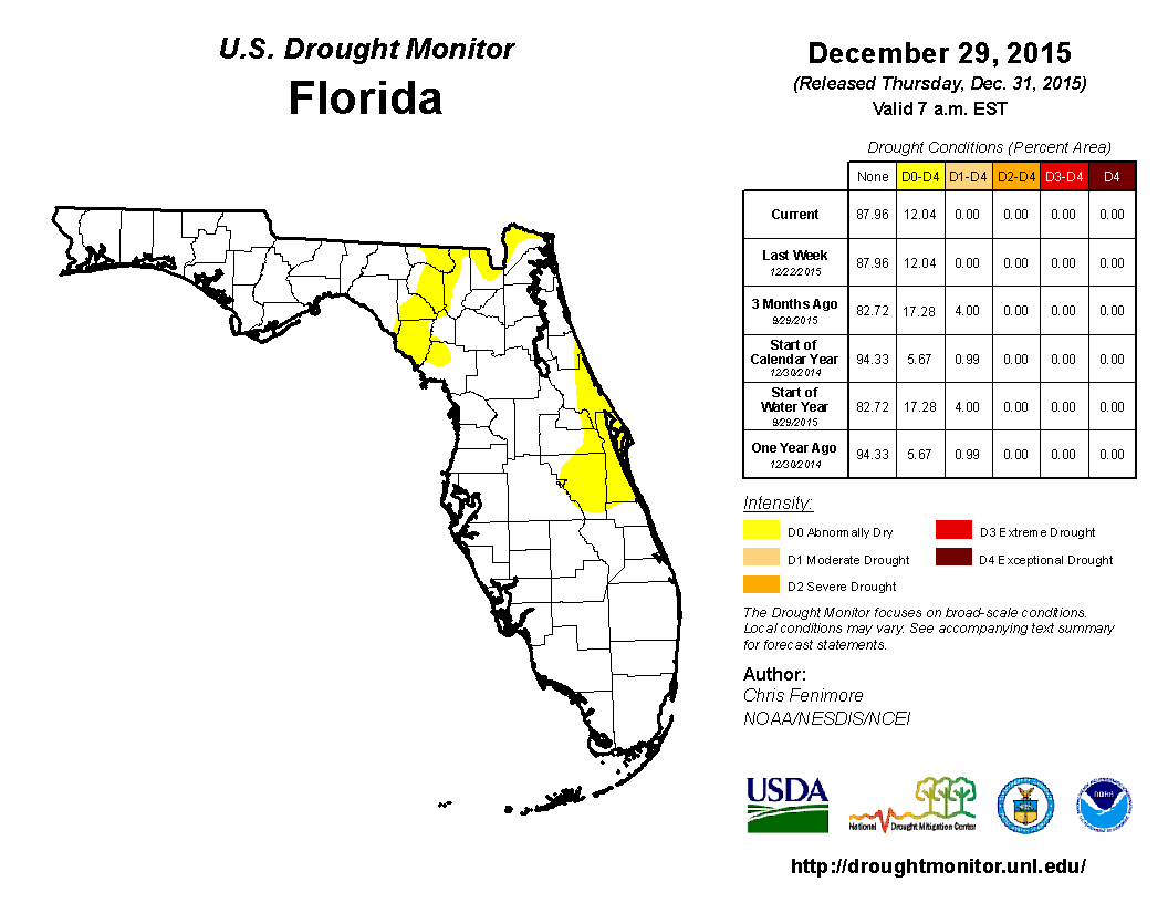 Dec 29 2015 FL Drought Monitor