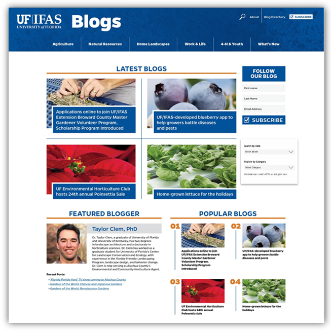 blog homepage